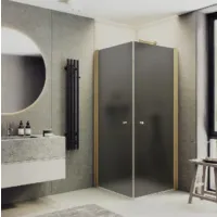 Душевой уголок MaybahGlass 80x80x198 / MGY-1295-3 (графитовое матовое стекло/золото)