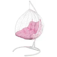 Подвесное кресло BiGarden Gemini White (двойной, розовая подушка)