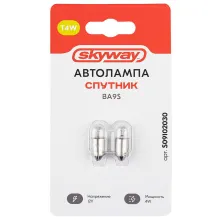 Автолампа T4W 12V 4W c цоколем ВА9s 1-конт 35Лм 2500К СПУТНИК SKYWAY блистер 2 шт