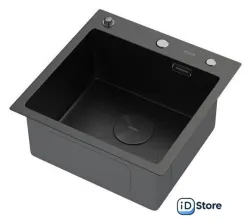 Кухонная мойка ARFEKA ECO AR 450450 POP-UP BLACK PVD NANO DECOR (настольная)