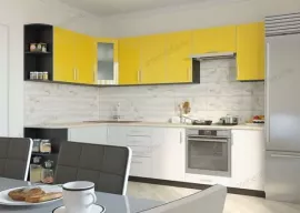 Кухня Твист-14 пластиковая угловая 2,9*1,5 метра желто белая