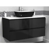 Мебель для ванных комнат Vela Тумба под умывальник Vela Мира 100П 4 ящика (черный матовый) TU37109