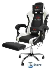 Игровое (геймерское) кресло Calviano Avanti Ultimato (черный/белый, с подножкой)
