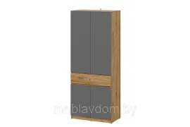 Шкаф NN Мебель (МС Авиньон К) Дуб Крафт Золотой/Графит серый, двухстворчатый с 1 ящ. (0,9м)