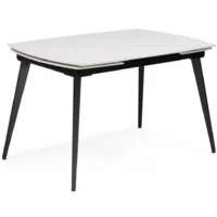 Обеденный стол Woodville Aveiro 120-180x80 (белый мрамор/черный)