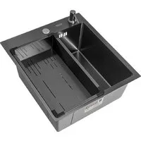 Кухонная мойка ARFEKA Eco AR мойка 450500, коландер G, дозатор Black Decor