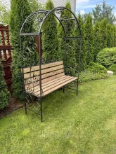 Скамейка металлическая с брусом и перголой "Виток 8 " 1500х500х2300мм