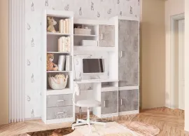 Детская Паскаль - Комплект 5 - Цемент светлый/Белый (BTS)