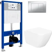 Унитаз подвесной Lauter Nuremberg 21811 21901002 (белый, с кнопкой смыва 219701J хром)