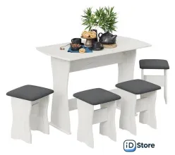 Обеденная группа Трия Тип 1 (дуб крафт белый/велюр серый)