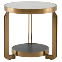 Журнальный столик Stool Group Калисто 55x55 / EET-316-BRCG (светлая и темная керамика/сталь шампань)