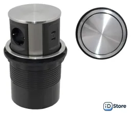 Блок розеток AKS Nova Tor USB выдвижной (3 розетки, сталь)