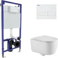 Унитаз подвесной Berges Wasserhaus Tornas Rimless Visam Slim 525 EX-043408 (с кнопкой, с сиденьем)