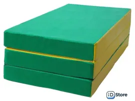 Cпортивный мат КМС 4 складной 150x100x10 (зеленый/желтый)