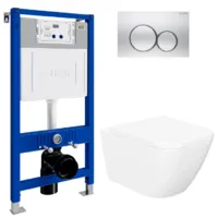 Унитаз подвесной с инсталляцией Lauter Nuremberg 21811 21901002 (белый, с кнопкой смыва 219703E сатин)