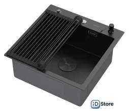 Кухонная мойка ARFEKA ECO AR мойка 500500 POP-UP, роллер-мат, дозатор BLACK DECOR
