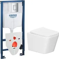 Унитаз подвесной Lauter Square 214903 GROHE Rapid SL 38772001 GROHE 37131000 (прямоугольная, хром)
