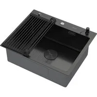 Кухонная мойка ARFEKA ECO AR мойка 600500 POP-UP, роллер-мат, дозатор BLACK DECOR VOLCANIC ROCK