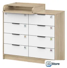 Детский комод Атон Мебель Zeus 1008 ЛДСП с шариковыми направляющими (дуб сонома/белый)