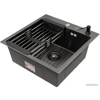 Кухонная мойка ARFEKA ECO AR мойка 500500, коландер, дозатор BLACK