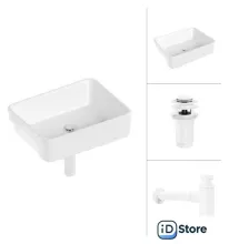 Умывальник Lauter 21675 клапан 21190W сифон 21635W (белый матовый)