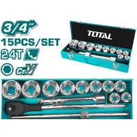 Набор трещотка с головками Total THT341151 (15 предметов)