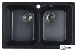 Кухонная мойка Marblan Duas (черный,с сифоном)