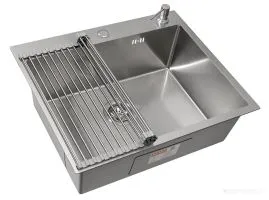 Кухонная мойка ARFEKA ECO AR мойка 600500, роллер-мат, дозатор SATIN DECOR VOLCANIC ROCK