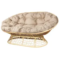 Диван садовый M-Group Мамасан / 12850512 (бежевый ротанг/лен подушка)