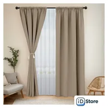 Комплект штор и гардин Mio Tesoro Блэкаут 150x260 Гардина Soft Lines 306 400x270 (песочный, белый лен)