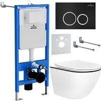 Унитаз подвесной Roxen Antares Black в комплекте с инсталляцией StounFix Dual Fresh 6 в 1 964643 (кнопка черный матовый)