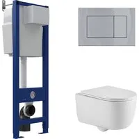 Унитаз подвесной Berges Wasserhaus Tornas Rimless Atom 410 АТ-043332 (с кнопкой Atom хром глянец)