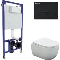 Унитаз подвесной Berges Wasserhaus Ventas Rimless Visam Slim 525 EX-043344 (с кнопкой)