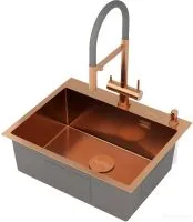 Кухонная мойка Roxen Simple 560220-60BR-V бронза/текстурная PVD покрытие (с коландером и дозатором)