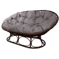 Диван садовый M-Group Мамасан Home / 12880209 (коричневый ротанг/пепел подушка)