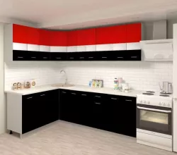 Угловая кухня Корнелия Экстра ЛДСП 1,5 х 2,4 метра красный черный