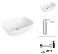 Умывальник Lauter 21493A Cascade 21СК0655C с сифоном 21635CH (хром)