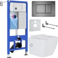 Унитаз подвесной Roxen Cube Bidet One Rimless 6 в 1 StounFix Dual Fresh 623444 (оружейная сталь/металл)