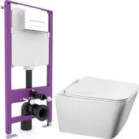 Унитаз подвесной Saniteco Tornado KW-9004WT Triton Pro EVO815N (с кнопкой белый, матовый)