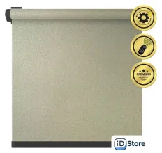 Рулонная электроштора НеоФьюжен Мегаполис 200х250 левая (золотистый, черная фурнитура)