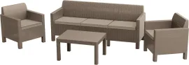 Набор уличной мебели (скамья трехместная, 2 кресла, стол) Keter SALEMO 3-SOFA SET коричневый