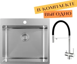 Кухонная мойка ZorG ZRN 5055 Premium cмеситель Asgard Premium Satin