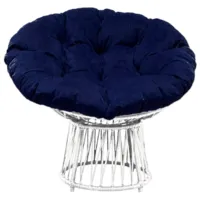 Кресло садовое Craftmebel Папасан Премиум (белый/синий)