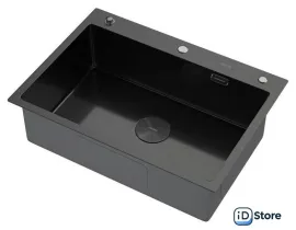 Кухонная мойка ARFEKA ECO AR 700500 POP-UP BLACK PVD NANO DECOR MILLET GRAINS
