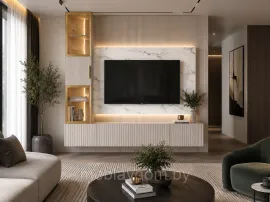 Гостиная Прага NEW ( МДФ кашемир ЛДСП кашемир) 2,1м.