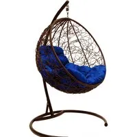 Подвесное кресло M-Group Круг 11050210 (коричневый ротанг/синяя подушка)