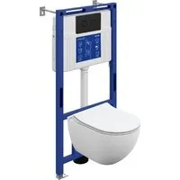 Унитаз подвесной Cersanit Brasko Smart DPL EO Slim Aqua 50 Prime P 69321 (с кнопкой Accento Circle черный матовый)