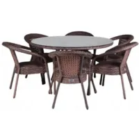 Обеденная группа AIKO DECO 6 с круглым столом D130 7034П шоколад