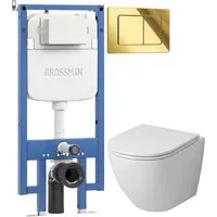 Унитаз подвесной Grossman GR-4455SQ 900.K42.01.000 Classic 700.K45.04.30M.30M (золотой глянцевый)