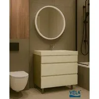 Мебель для ванных комнат Vela Тумба под умывальник Vela Мира Лайт 60Н под Classica (корпус бетон чикаго/фасад белый матовый) TU6920